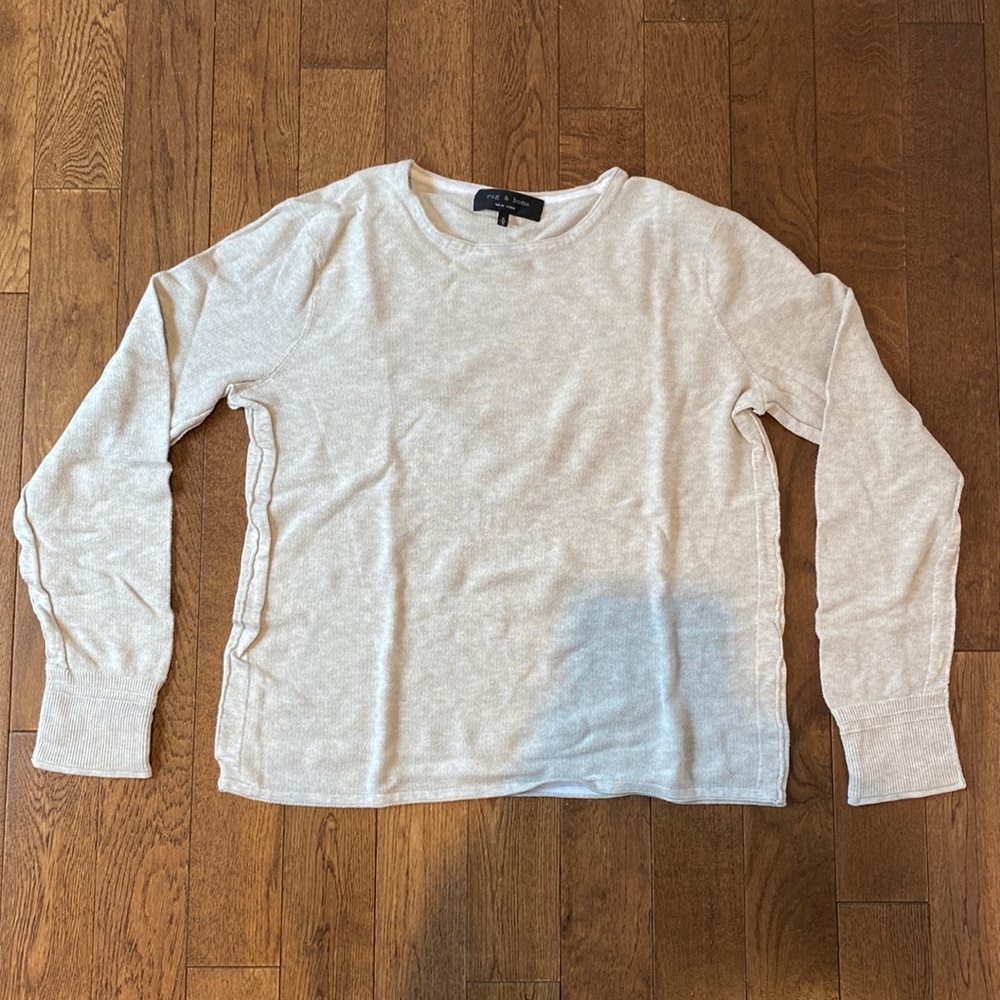 Rag & Bone - Grey Knit Sweater, 100% Cotton, Size XL